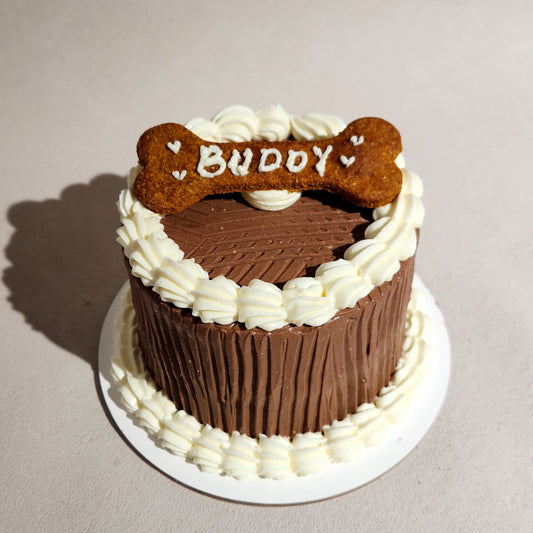 4" Dog Cake - Fake Chocolate