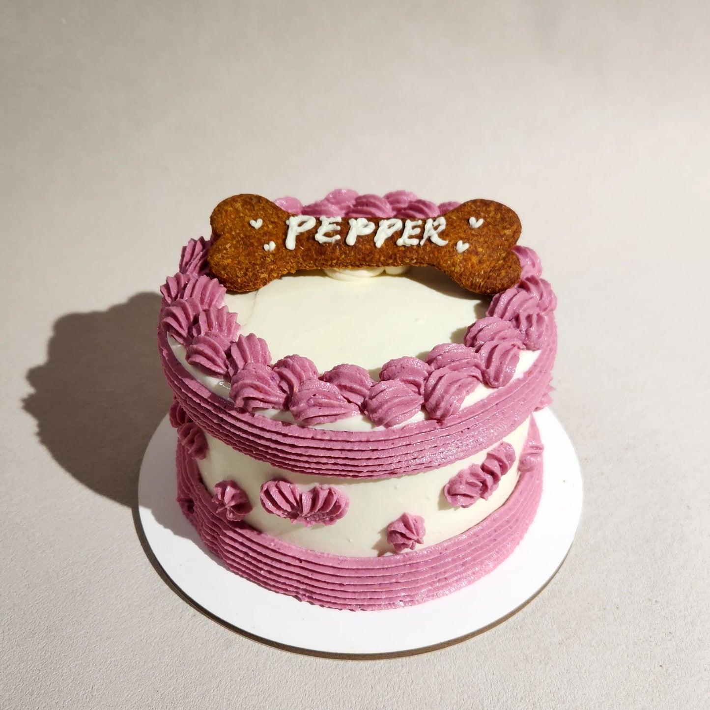 4" Dog Cake - Pink Hearts